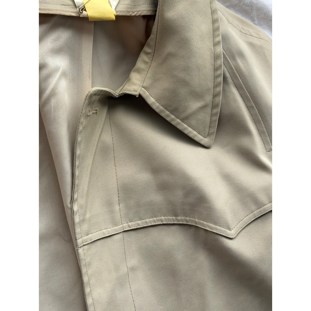 Vintage London Fog Mens Trench Coat Tan Beige 42 Long Western Yoke Car Coat - Picture 4 of 7